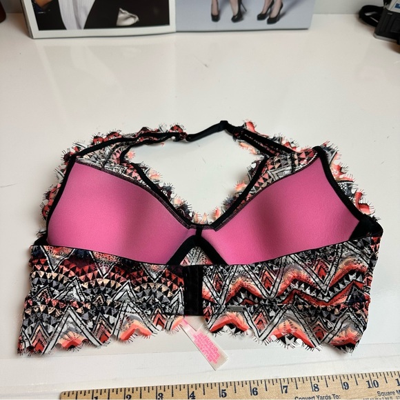 PINK Victoria's Secret Black and White Embellished Bustier Bralette halter - Picture 6 of 6